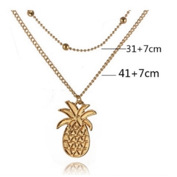Gold Double Chain Pineapple Necklace. - Picture 3 of 5